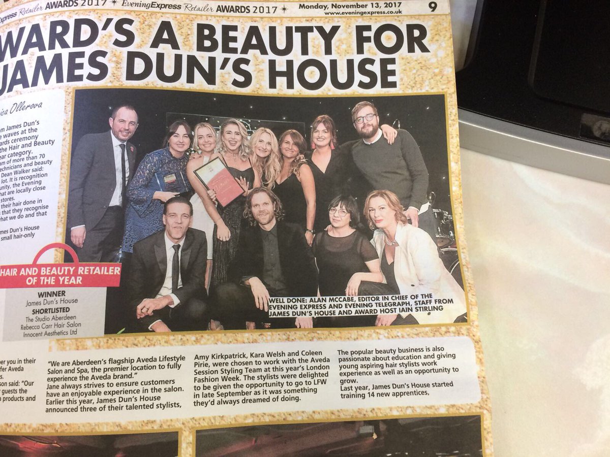 Jamesdunshouse's tweet photo. Did you see us in last nights @EveningExpress @EERetailerAward ? 
#hairandbeautywinner #eveningexpress #retailawards https://t.co/SBfrYfgLaA