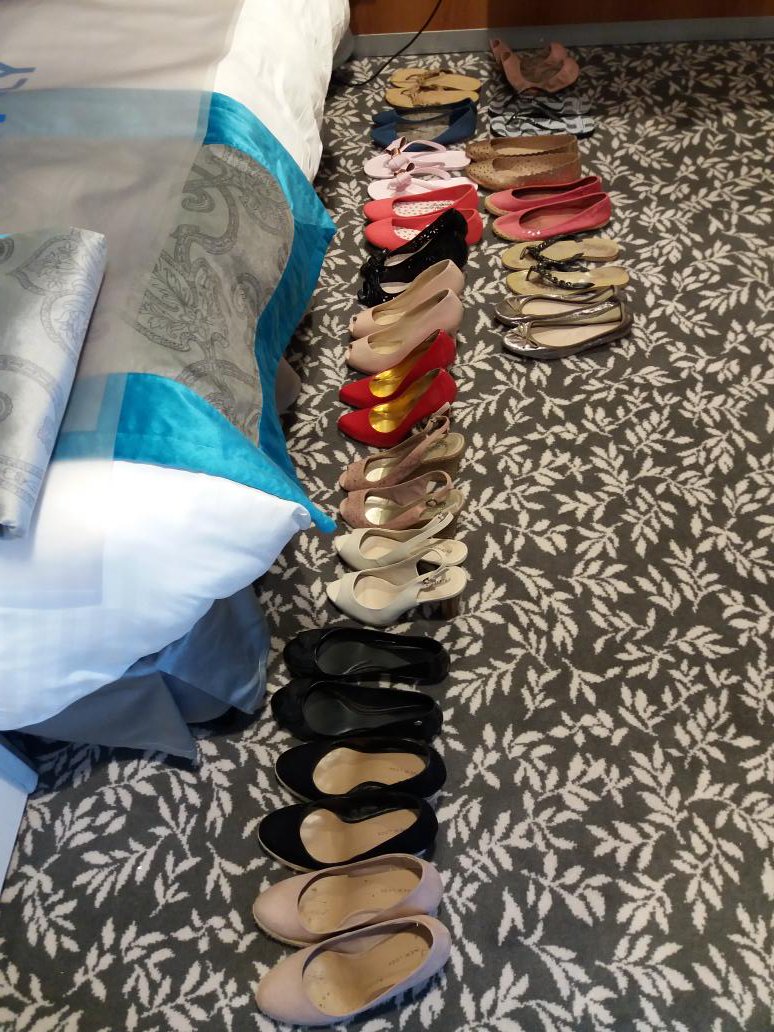 I am soooo not looking forward to repacking all these! #cruisedilemmas #ShoeAddiction <a href="/ianjdavidson74/">Ian Davidson</a>