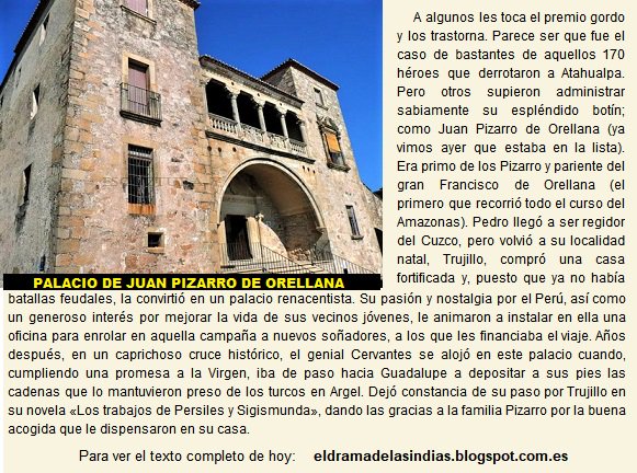FelixloGarcia's tweet photo. Hoy en el blog: Si te apellidas Pizarro, y además Orellana, hay que volver de las Indias a Trujillo y vivir en un palacio. https://t.co/LtynjzW06k