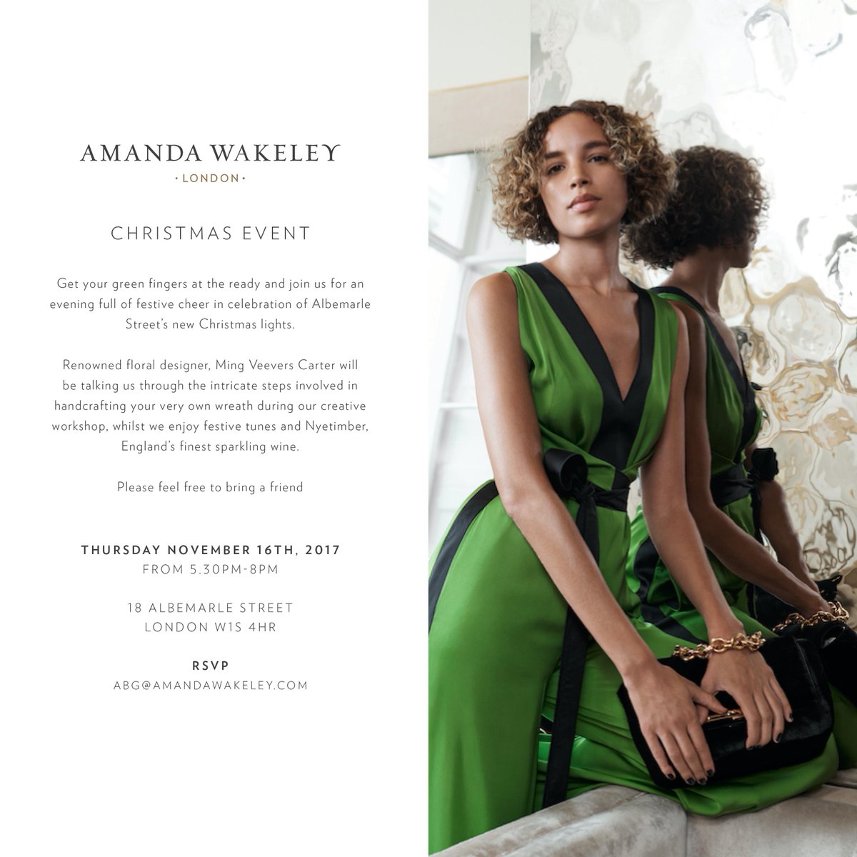 Looking to get into the Christmas spirit? <a href="/VeeversCarter/">Veevers Carter</a> will be showing us the intricate steps involved in creating your own wreath during as we celebrate the start of the festive season with the Albemarle Street light switch on