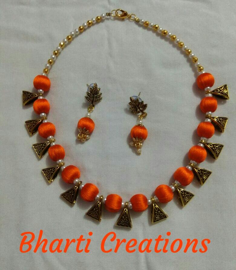 BC_SilkThread's tweet photo. #Handcrafted #DarkOrange silk thread necklace set to suit your Attire.

We make all types of #Handmade #SilkThreadJewellery - #Necklaces, #Bangles and #Earrings based on the color and design of your choices. For inquiry or to place your order whatsapp us: @9979081686 https://t.co/DDQvaSgnAu