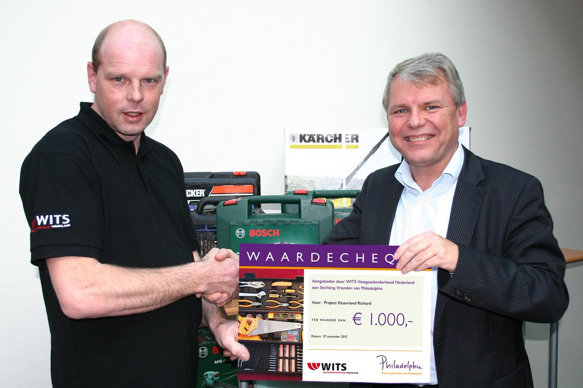 Wits Noord Vastgoed onderhoudsbedrijf ondersteunt ons project Klusvriend Richard en schenkt nieuwe gereedschappen! Bedankt! Richard klust voor cliënten <a href="/philadelphiaNL/">Philadelphia Zorg</a> die weinig of geen netwerk hebben.