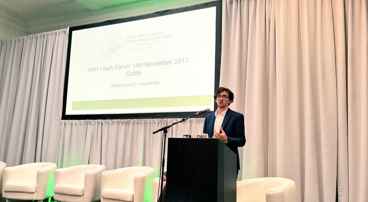 Presenting the outcomes of the roundtable discussion on crises and humanitarian settings -importance of preparedness response, staff welfare and education and the role youth can take in health promotion during crises #YouthHRH #HRHForum2017