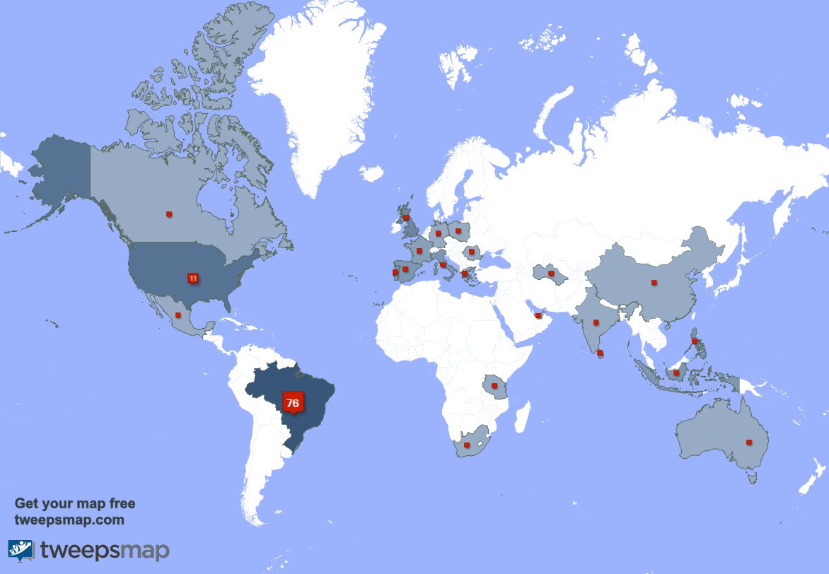 zaursquad's tweet photo. My followers live in Brazil (75%), USA(11%)... Get your free map: https://t.co/XpsKoyYrT9 https://t.co/cbCsbJIs8A