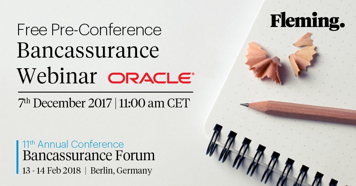 Fleming_Finance's tweet photo. FREE WEBINAR by ORACLE: Disruption of Bancassurance model What are the impacts of #digital ecosystem on #Bancassurance? Register here: https://t.co/FrRf2GU3pT https://t.co/CiFJjzfzdY