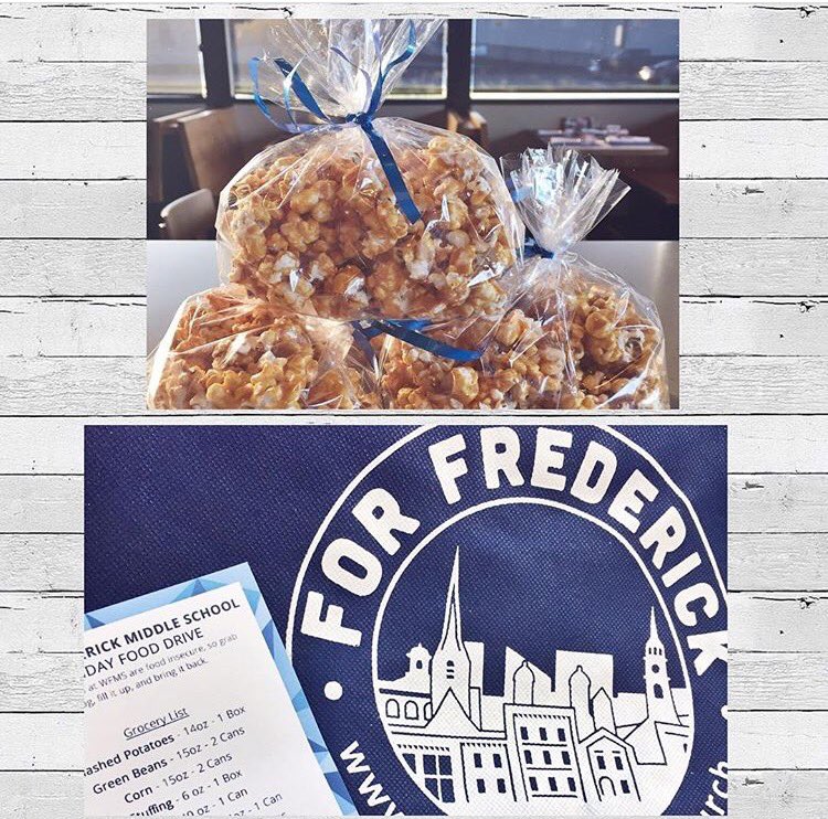 Over 600 kids are food insecure at #WFMS so grab a bag and fill it up. Pick up a bag here & fill it w the listed items. We'll be giving out a bag of #caramelcorn for every bag returned. #giveabag #getabag #forfrederick #voltfamilymeal #WFMS #CollectiveChurch #westfrederickmiddle