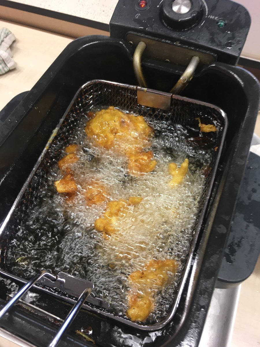 southdt's tweet photo. The other half of the group focused on Indian starters and desserts - making syrups infused with spices, shaping mixtures, frying and baking. https://t.co/Ty4v68oe7r