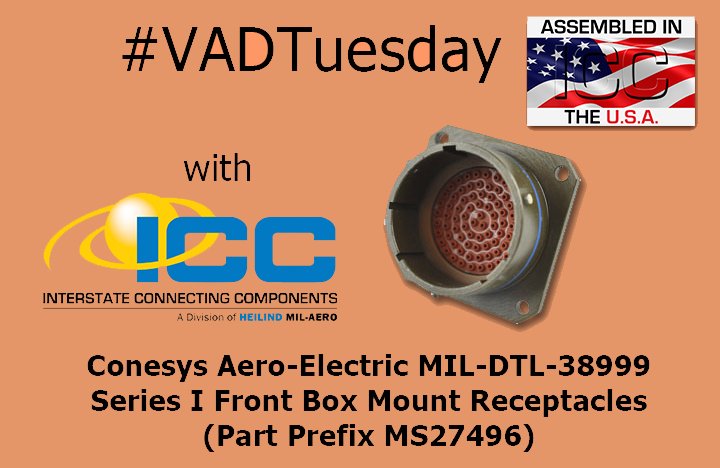 connecticc's tweet photo. This #VADTuesday, we're featuring value-added assembly on Conesys Aero-Electric's MIL-DTL-38999 Series I Front Box Mount Receptacles (Part Prefix MS27496). https://t.co/QJddpCpj3O