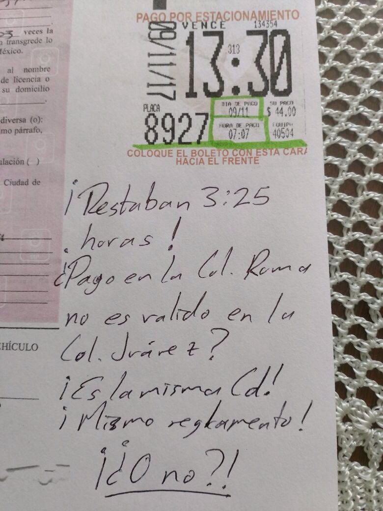 robertoando's tweet photo. @GobCDMX Si es un solo reglamento porque pago de estacionamiento en Col Roma no sirve en Col Juarez #transaparquimetros https://t.co/fYrp3n26YY
