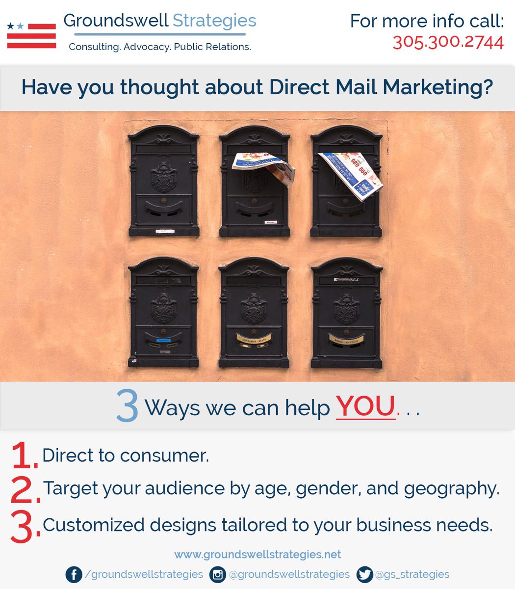 GS_Strategies's tweet photo. Have You Tried Direct Mail? 📬 #Marketing #PR #BusinessDevelopment #Consulting #Media #Business #BusinessOwner #Networking #Miami #Florida #USA #Advertising #DirectMail #MiamiLife https://t.co/CyQbtxyuf2