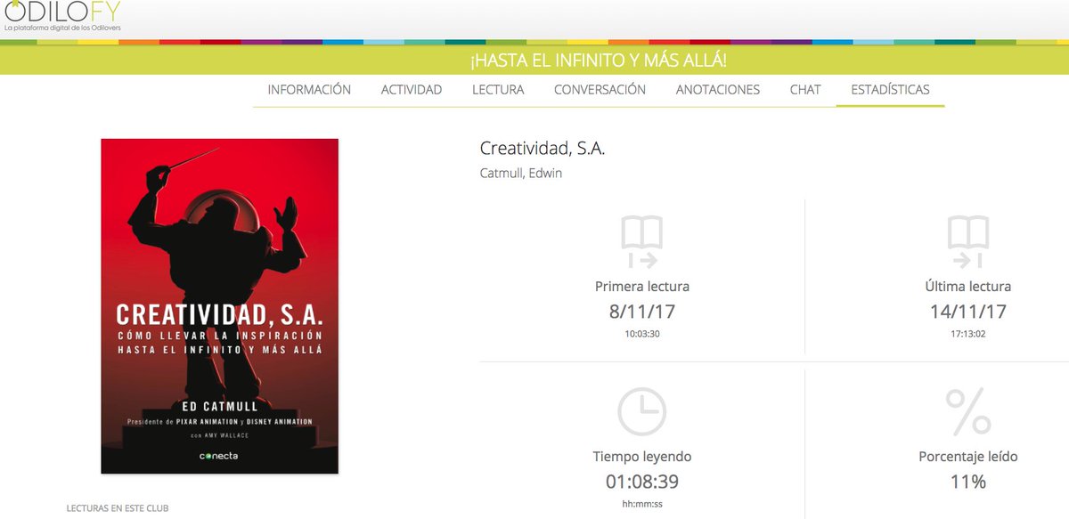 Lectura compartida de creatividad S.A con los compañeros de @OdiloTID para definir una cultura corporativa que favorezca la innovación :)