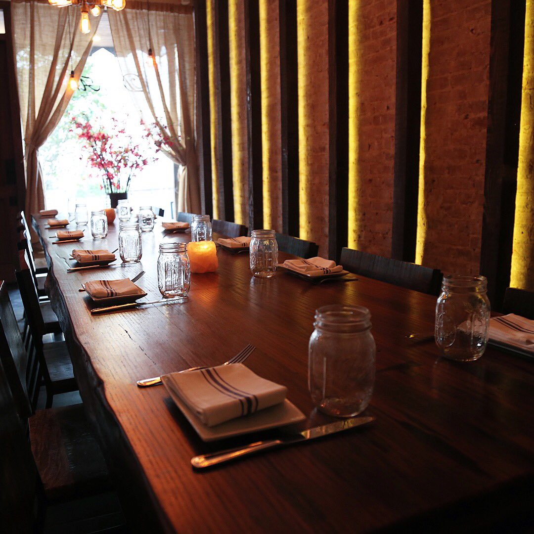 DeathAve's tweet photo. Private dinner goals ✨Our recently upgraded private dining space is available for your next celebration. Enjoy a private entrance, private restroom and a large, live-edge, wood slab table for your squad to gather around and partake in a  customized menu w/ drink pairings 🥂 https://t.co/ZLoIM4PmPn