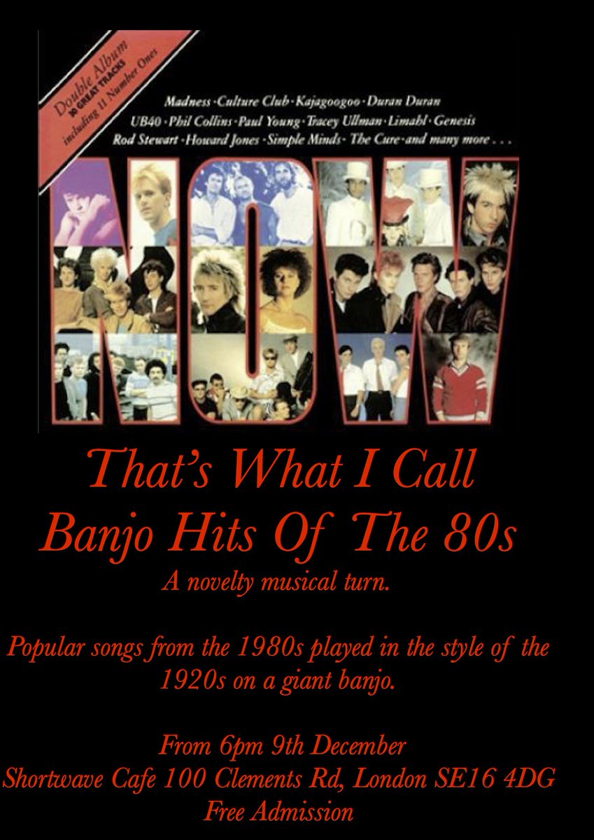shortwave_mag's tweet photo. Date for your diary: Sat 9 Dec from 6pm. Come and hear the hits of the 80s played 20s stylee on a giant banjo. #se16 https://t.co/Y31iEQ1aNG