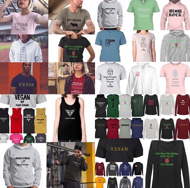 70+ Designs On Tees, Long Sleeved, Hoodies, Sweatshirts, Tanks &amp; More! Order Now For Holiday Delivery. teespring.com/stores/go-vega… #vegan #vegantshirts #veganhoodies #vegangifts #veganholidays #animalrights #govegan