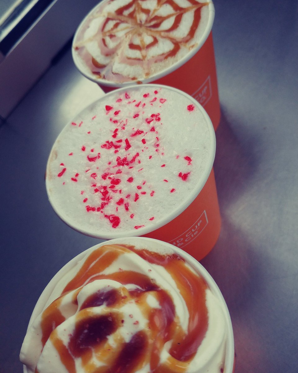 BedfordSCup's tweet photo. Today is National Sampling Day! Stop by one of our locations to try a sample of one of our festive drinks! Pictured (top to bottom): Gingersnap Latte, Peppermint Mocca, Salted Butterscotch White Mocca

#nationalsamplingday #second cup 
@SunnysideMall https://t.co/1kxcOIAA3w