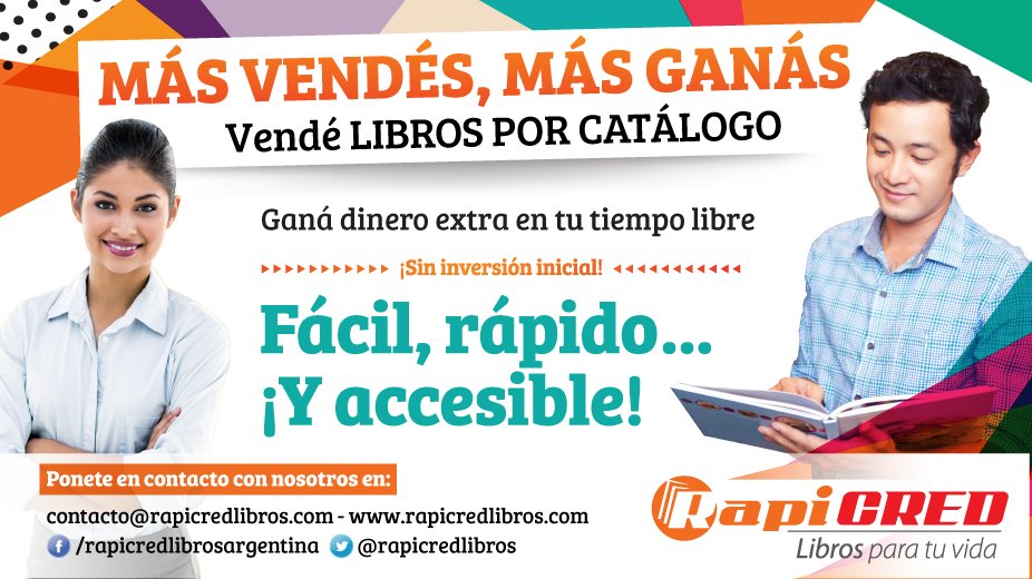 rapicredlibros's tweet photo. Sumate a nuestro equipo de Consultores 💪
Ganancias reales de 40% 💲💰 SIN INVERSIÓN INICIAL 
Envianos tus datos por mensaje directo o mail 
📧contacto@rapicredlibros.com ✨ Vendé #Libros por catálogo ✨ https://t.co/puXUzz7cZK
