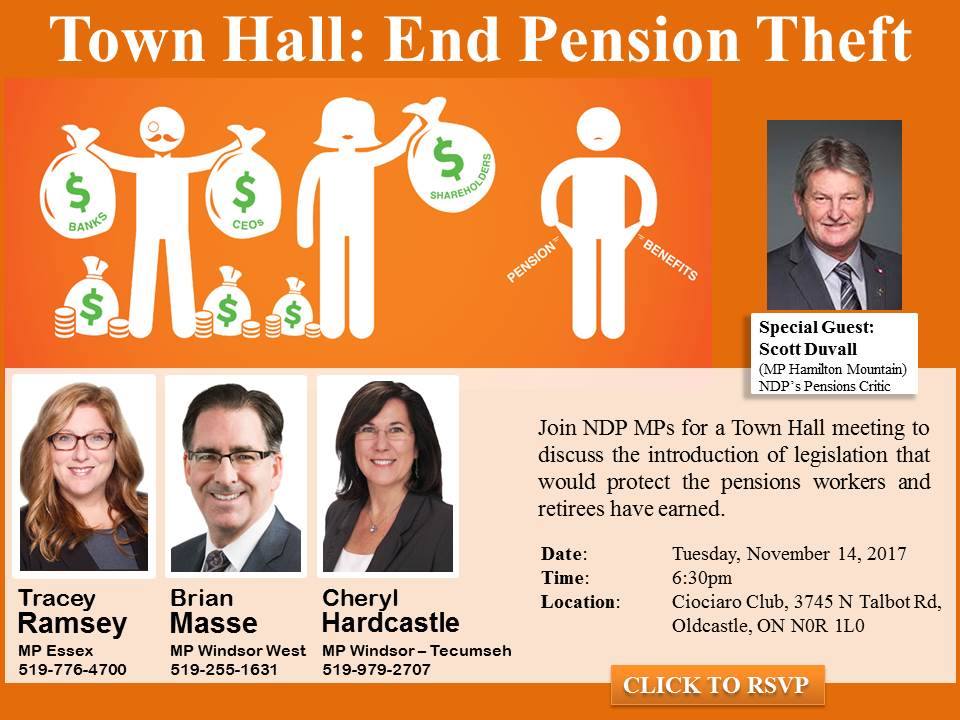 sduvall07's tweet photo. If you're in the Windsor area tonight please consider attending the #EndPensionTheft Townhall hosted by my colleagues  @traceyram @BrianMasseMP @CHardcastleNDP https://t.co/IQQd5yUtBy