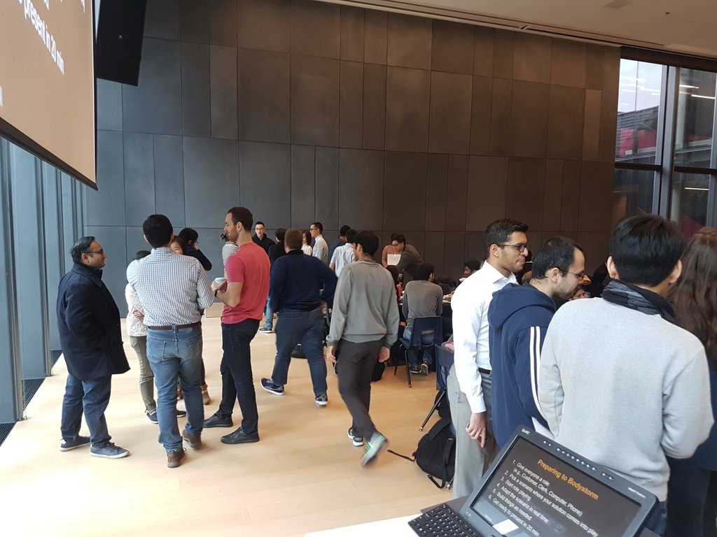 dilipsoman's tweet photo. Desautels Hall abuzz with #mcv2017 students acting out product ideas @rotmanschool @UofT_BEAR @RotmanDsgnWrks https://t.co/RFLQvKOhAU