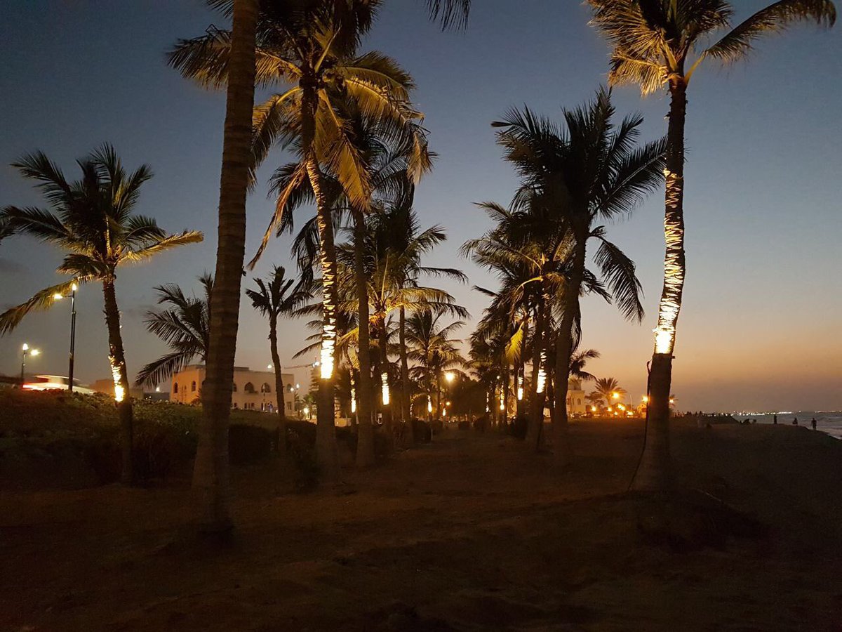M_Municipality's tweet photo. #Muscat_Municipality Lights 1800m of Al-Qurum Beach with multi-colored LED lighting in line with 47th National Day of the Sultanate https://t.co/wyt3pQN50j
