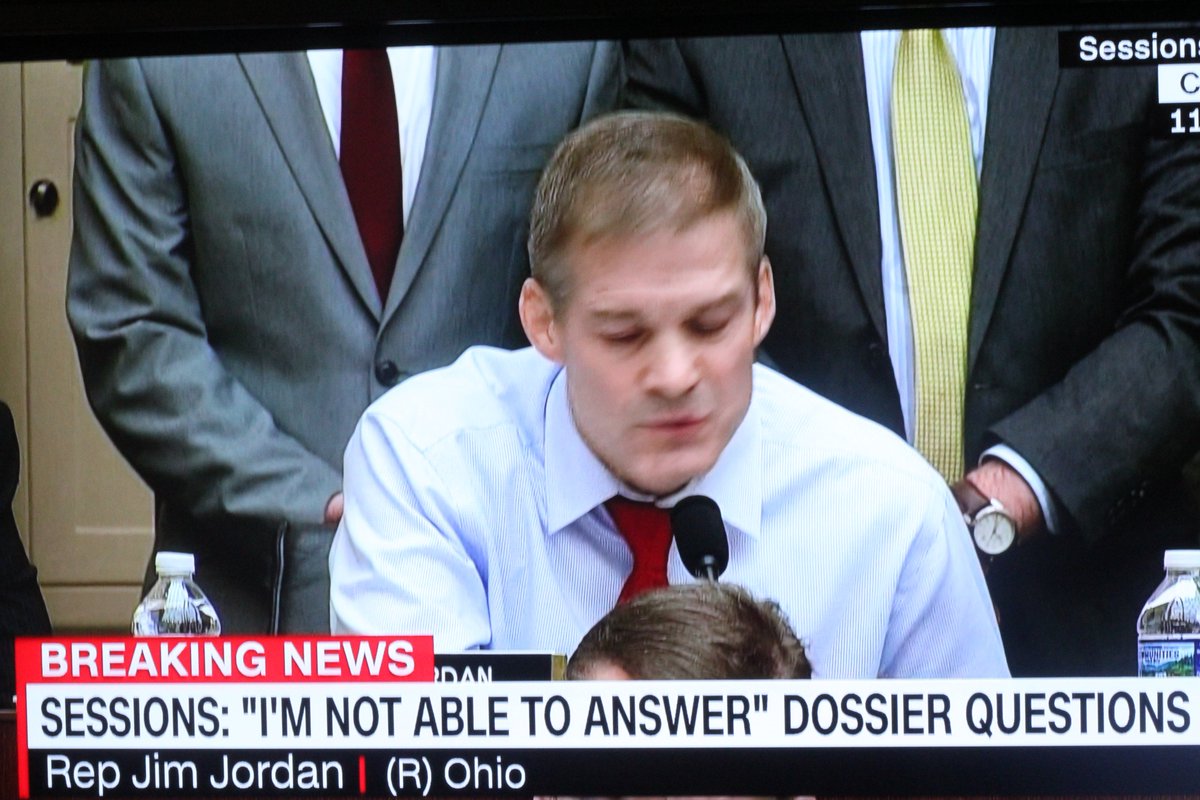 authorMelShim's tweet photo. #SessionsHearing exposes how #Republican #Congressional members sacrifices their principles of #patriotism for their party. They draw false equivalence of the #Dossier and the #UraniumOneDeal to the #RussianInteference of the election. #CongressmanJordan https://t.co/gfBAoHuE08