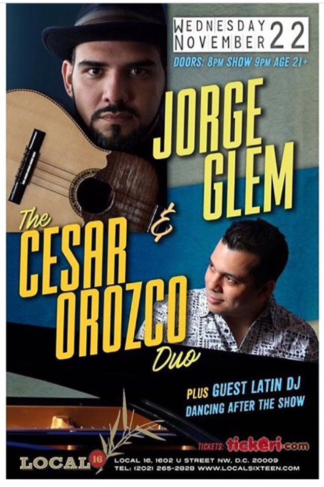jorgeglem's tweet photo. #Washington Volveré a verlos junto a mi hermano @cesarpiano el 22 de noviembre en #Local16 ¡Los esperamos! Toda la info aquí 👇🏼 https://t.co/wvzvaoG0N9