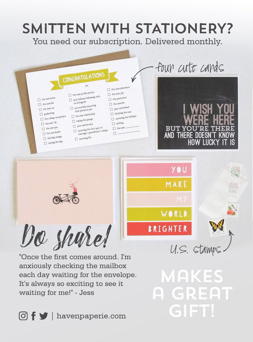 havenpaperie's tweet photo. If you're a card person, or know someone who is, this is certain to become your new favorite thing each month! https://t.co/OSaLgEWEEi https://t.co/5rPNJMctxm