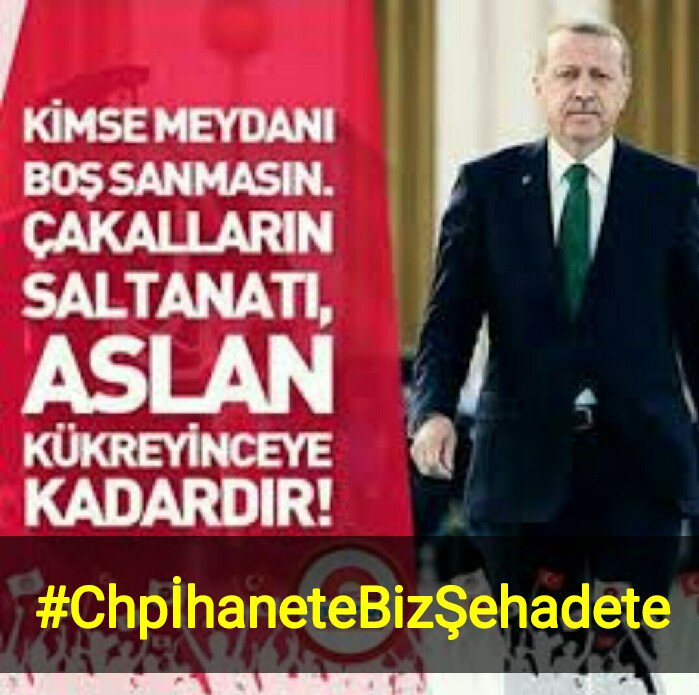 Hseyin433's tweet photo. Kimse meydanı boş sanmasın çakalların saltanatı aslan kükreyinceye kadardır #ChpİhaneteBizŞehadete https://t.co/Eq1vc8EmUB