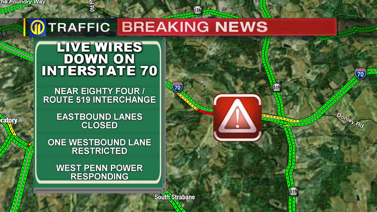 WPXITraffic's tweet photo. BREAKING NEWS: Eastbound Interstate 70 CLOSED near Route 519 Exit. Use Route 136 as Alternate. #SouthStrabane #WashingtonCo https://t.co/a6VN0kyz7M