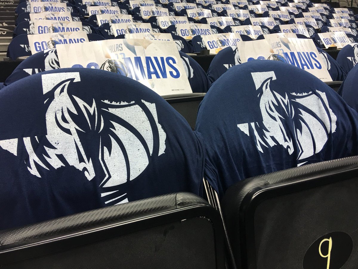 dallasmavs's tweet photo. The special edition tshirts for tonight’s game have been placed! Make sure you get to the game early so you can sport your new tee! #MFFL #DALvsSAS https://t.co/6oozSg8Xij