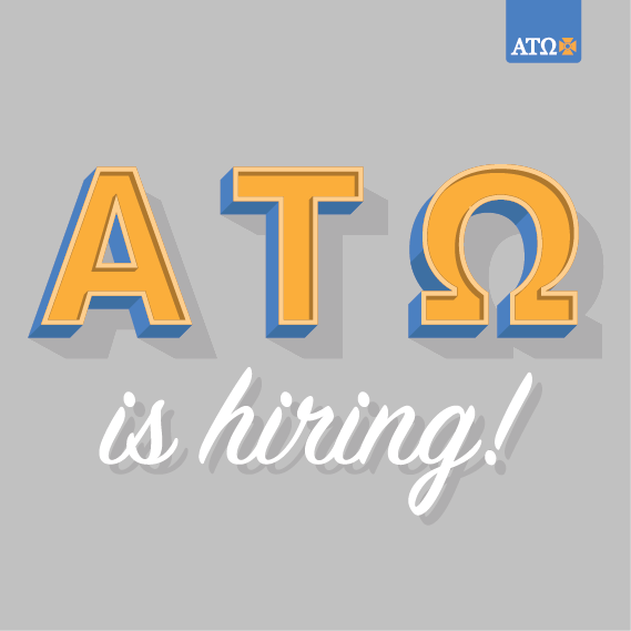 Alpha Tau Omega is hiring Leadership Consultants. If you are graduating in December 2017 or May 2018 and interested in working for ATO. Please email Jeff Hazelrigs at jhazelrigs@ato.org