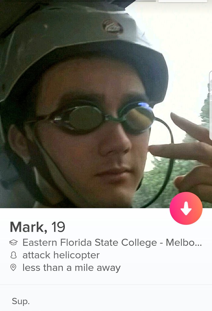 kaymart1313's tweet photo. So you can identify as an attack helicopter on Tinder now. https://t.co/qGmrvHhAg9