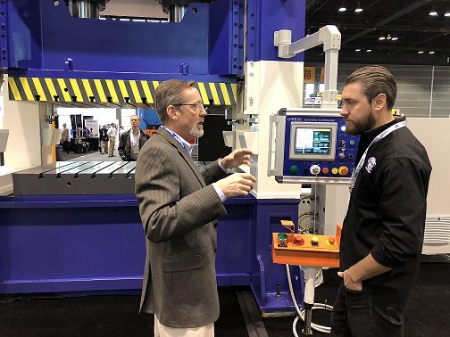 SutherlandPress's tweet photo. A few snapshots of Team Sutherland in action at the Fabtech metal forming show at McCormick Place, Chicago this month. #fabtech #sutherlandpresses #metalforming https://t.co/ZGSVzcJ6j7