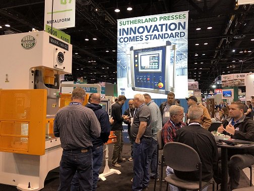 SutherlandPress's tweet photo. A few snapshots of Team Sutherland in action at the Fabtech metal forming show at McCormick Place, Chicago this month. #fabtech #sutherlandpresses #metalforming https://t.co/ZGSVzcJ6j7