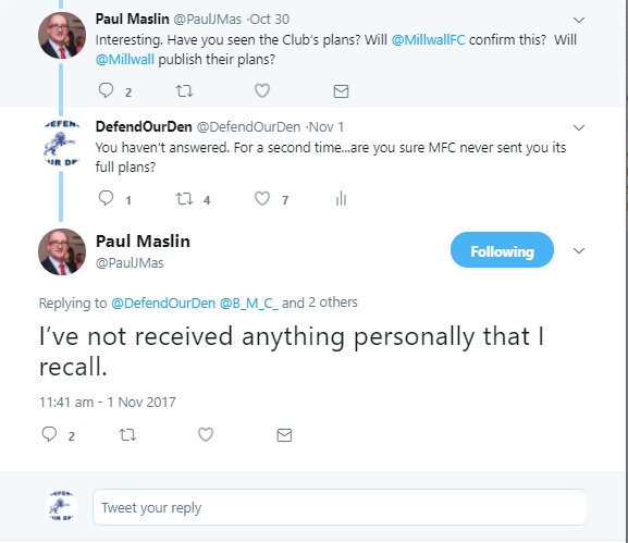 DefendOurDen's tweet photo. Since you've lost your voice, we ought to tell your followers the truth. @PaulJMas you WERE sent all 66 pages of MFC's plans in Feb 2016 and asked to consider them before the CPO vote.  "4 pages of A4"? https://t.co/xDvvabLcbM