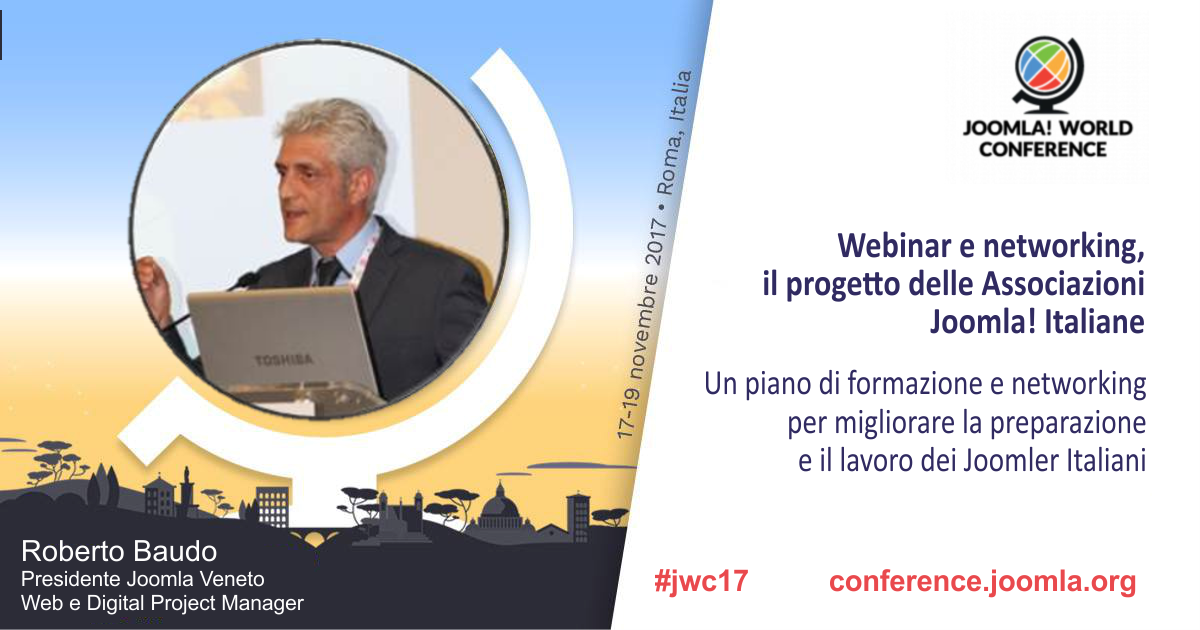 robertobaudo's tweet photo. Joomla! World Conference 2017
17-19 NOVEMBER 2017
THE ITALIAN BRIDGE - ROME · ITALY

https://t.co/i9MHXqHTxy https://t.co/gA1436w6Oe