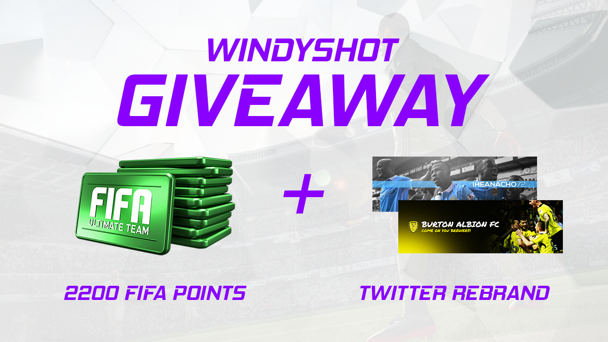 Windyshot's tweet photo. GIVEAWAY: 2200 FIFA Points and a Twitter Rebrand by @Visinatus All you have to do is Retweet this Tweet and follow me on Twitch, https://t.co/pe0D3QK4qs https://t.co/vWcyxxzADB