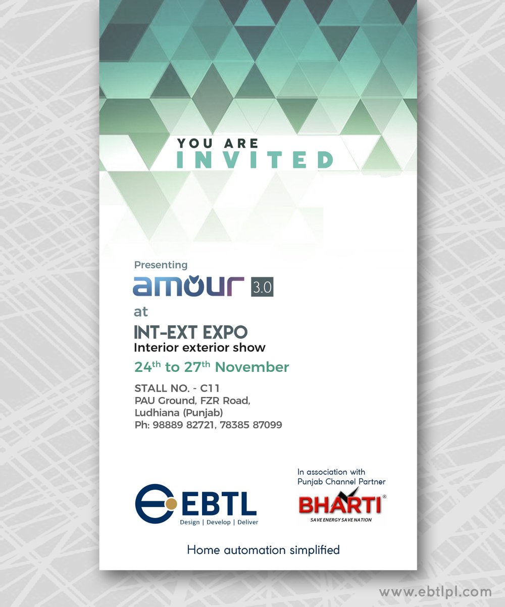 EBTL_Online's tweet photo. Revealing Amour 3.0 at Int-Ext Expo in Ludhiana in association with Bharti. We look forward to seeing you there! #CountdownBegins #Switch2Love https://t.co/nCf735qPaL