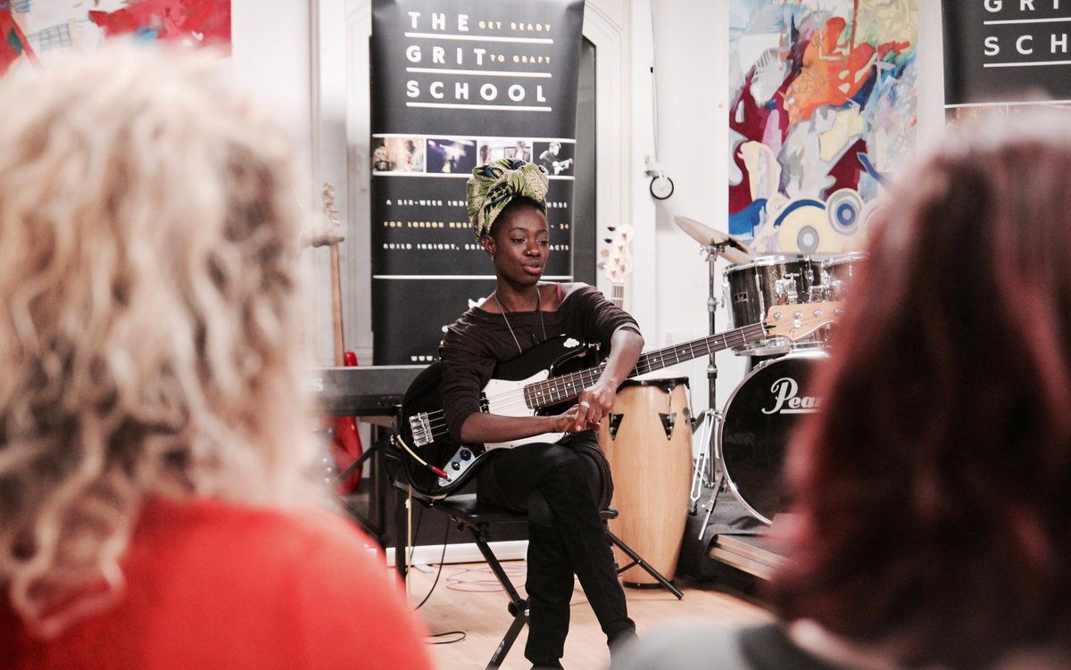 GritSchool's tweet photo. A dynamic and exuberant workshop today with bass player Rosetta at @Rawmusicmedia studios #TheGritSchool #SchoolGroundSounds https://t.co/pBCH3NJHAR