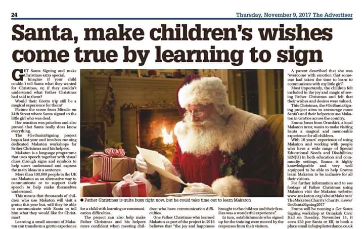 EmmaDanceJones's tweet photo. Did you see the article in the @Visiter #OrmskirkAdvertiser about my #GetSantaSigning workshops? There is still time for Grottos to learn some @MakatonCharity #Christmas @SantaSigning get in touch to find out more ๐
๐๐ https://t.co/JtxlexhVKE