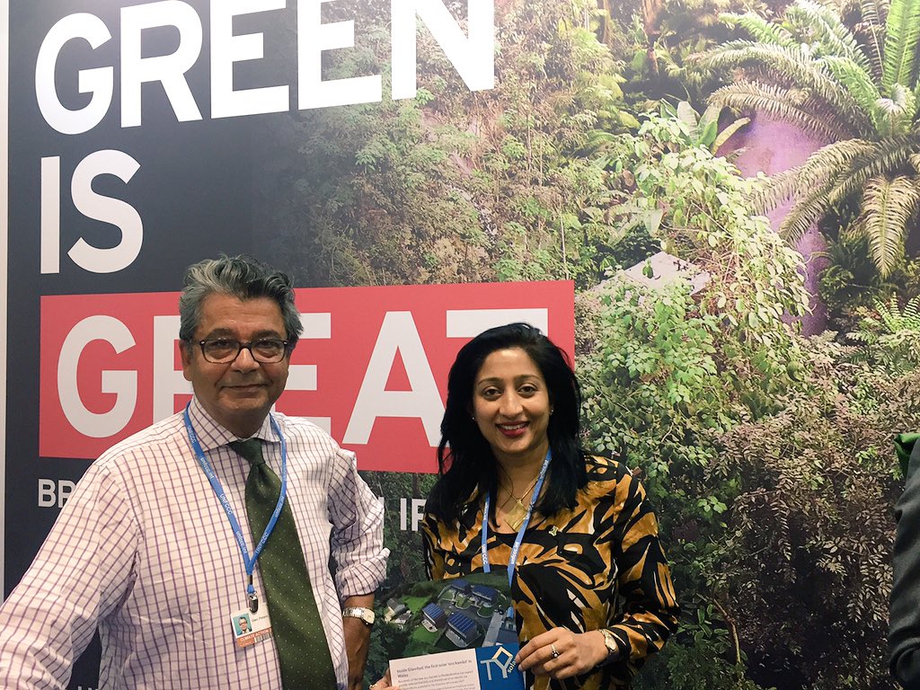RitaSingh's tweet photo. Fantastic to meet another #Wales delegate Glen Peters #PentreSolar #TySolar #COP23 - exciting projects to meet #decarbonisation targets https://t.co/iAZkWD9Dw1