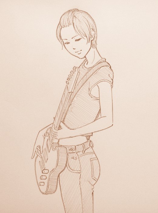 「ギター少女描いてみました。 」|明日桧のイラスト
