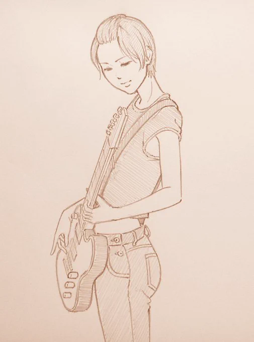 ギター少女描いてみました。 