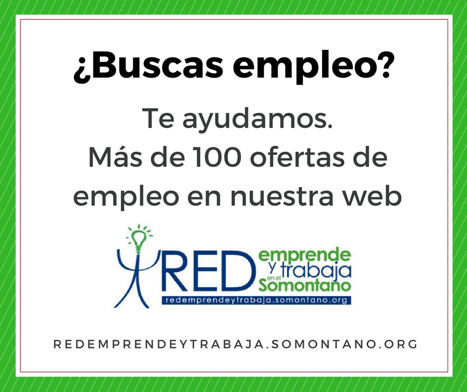 DesarrolloSomon's tweet photo. ¿Buscas trabajo? Nosotros te ayudamos. Cada semana recopilamos nuevas #ofertas_de_empleo de #Somontano, #Barbastro y #Huesca_Provincia. Para estar bien informad@ también puedes suscribirte a nuestro📧📲 boletín electrónico. ➡ https://t.co/MnLGLOv3IZ https://t.co/sUkcMpulL0