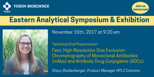 TosohBio's tweet photo. We look forward to seeing you tom. @ #EAS2017 Join Product Manager Stacy Shollenberger @ her technical presentation. https://t.co/kYrnTAYf0Z https://t.co/JSuH2wVS3S