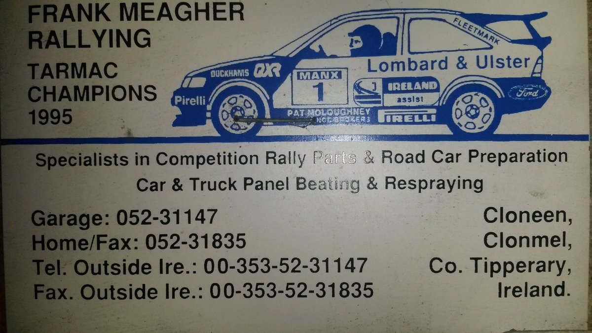 Found this old business card of a legend stuck to the wall while looking for a number, who owns that old cosworth now ? <a href="/MayoMotorClub/">Mayo Motorsport Club</a> <a href="/SRmotorsport95/">Stephen Reynolds</a>  @sligomotorclub <a href="/Craig_Breen/">Craig Breen</a>