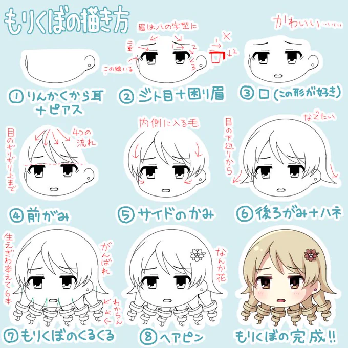 自己流 もりくぼの描き方
参考にはあまりなりません!!!だれか髪型解説代わりにお願いします!!!!! 