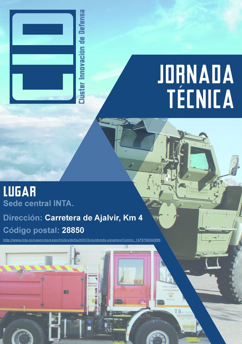 CordobaTechPark's tweet photo. Interesante jornada organizada por el #cluster #innovación de #Defensa para el ámbito militar y de extinción de incendios, que se celebrarán en las instalaciones del Instituto Nacional de Técnica Aeoroespacial, INTA, el 30-11. @Inclisafe @DTA_EBT https://t.co/qXuE0npEZk