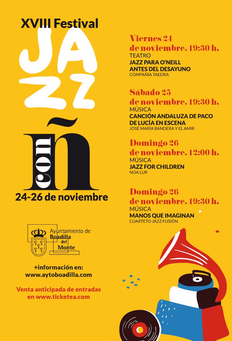 Boadilla celebrará su XVIII Festival de Jazz entre los días 24 y 26 de noviembre: no te lo pierdas!! bit.ly/2jqoea8