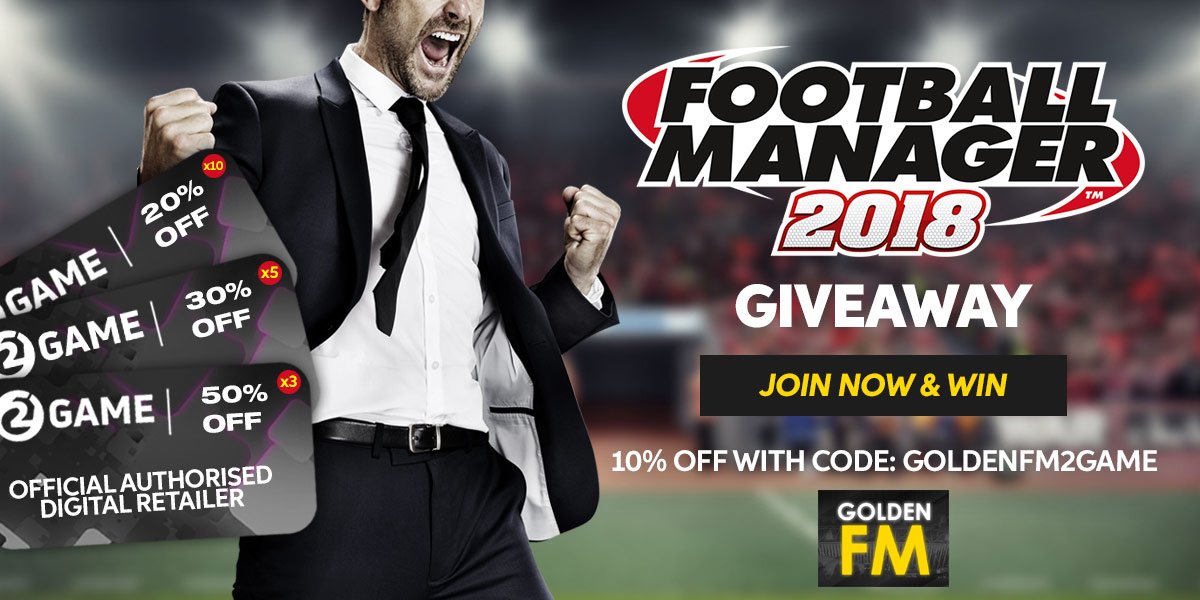 Didn't have a chance to get #FM18 yet? We partnered up with <a href="/Golden_FM/">Golden FM</a> to give you a chance to win a copy along with 2Game discount vouchers! ⚽️ Enter here: goo.gl/wRD1pa