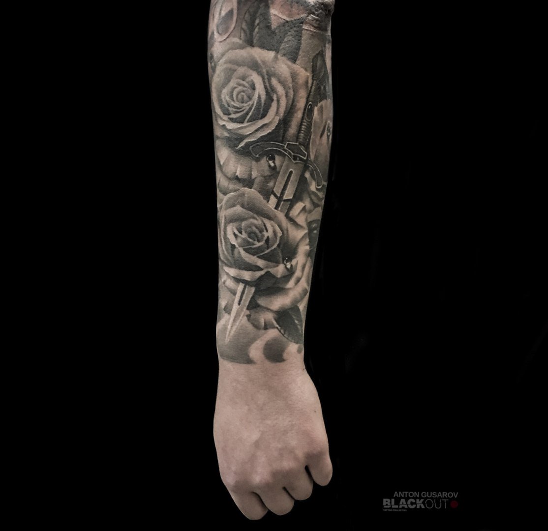 Tattoo uploaded by Liz  lovely blackout tattoo     blackouttattoo  roses blackwork blackworktattoo inkedgirl sleeve  Tattoodo